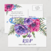 Carte de réponse de mariage florale Anémone (Devant / Derrière)
