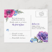 Carte de réponse de mariage florale Anémone (Dos)