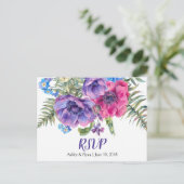 Carte de réponse de mariage florale Anémone (Debout devant)