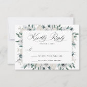 Carte de réponse de mariage florale Anémones et Ro (Devant)