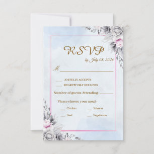 Carte de réponse de mariage florale aux teintes ro