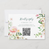 Carte de réponse de mariage florale avec code QR (Dos)