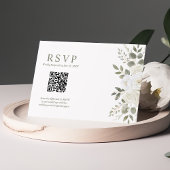 Carte de réponse de mariage florale avec code QR I