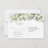 Carte de réponse de mariage florale blanche (Dos)