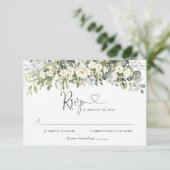 Carte de réponse de mariage florale blanche (Debout devant)