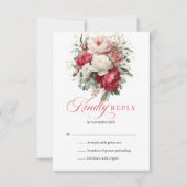Carte de réponse de mariage florale blanche avec t (Devant)