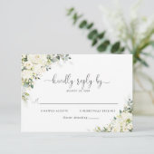 Carte de réponse de mariage florale blanche élégan (Debout devant)
