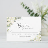 Carte de réponse de mariage florale blanche élégan (Debout devant)