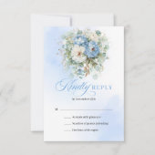 Carte de réponse de mariage florale blanche et ble (Devant)