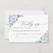 Carte de réponse de mariage florale bleu clair rom (Devant)