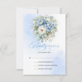 Carte de réponse de mariage florale bleu pastel so (Devant)