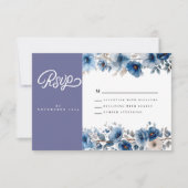Carte de réponse de mariage florale bleu poussiére (Devant)