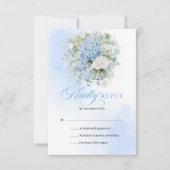 Carte de réponse de mariage florale bleue classiqu (Devant)