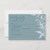 Carte de réponse de mariage florale bleue élégante (Devant)
