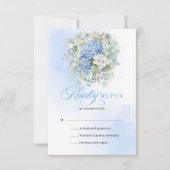 Carte de réponse de mariage florale bleue moderne (Devant)