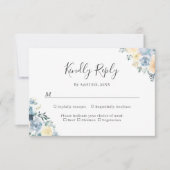 Carte de réponse de mariage florale bleue vanille (Devant)