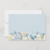 Carte de réponse de mariage florale bleue vanille (Dos)