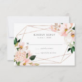 Carte de réponse de mariage florale Blush de print (Devant)