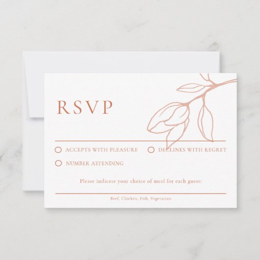 Carte de réponse de mariage florale Boho en terre (Devant)