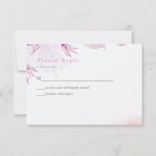 Carte de réponse de mariage florale boho moderne r (Devant)