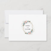 Carte de réponse de mariage florale corail avec co (Dos)