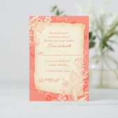 Carte de réponse de mariage florale Corail et Ivoi (Debout devant)