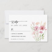 Carte de réponse de mariage florale de fleurs sauv (Devant)