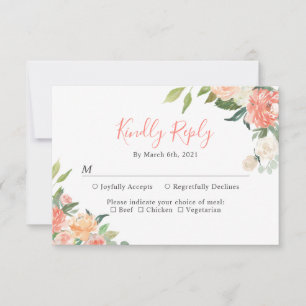 Carte de réponse de mariage florale de jardin cora