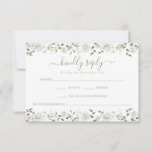 Carte de réponse de mariage florale d'eucalyptus à (Devant)
