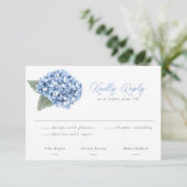 Carte de réponse de mariage florale d'hortensia bl (Debout devant)