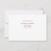 Carte de réponse de mariage florale élégante borde (Dos)