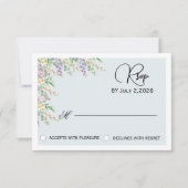 Carte de réponse de mariage florale élégante de fl (Devant)
