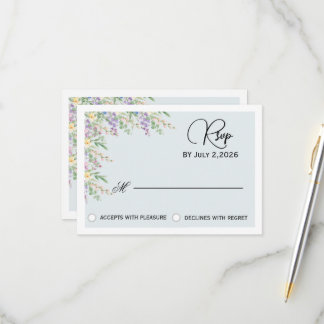 Carte de réponse de mariage florale élégante de fl