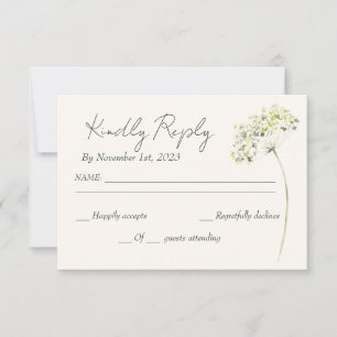 Carte de réponse de mariage florale élégante et ve