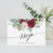 Carte de réponse de mariage florale en calligraphi (Debout devant)