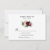 Carte de réponse de mariage florale en calligraphi (Dos)