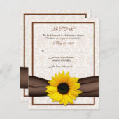 Carte de réponse de mariage florale en damassé tou (Devant / Derrière)