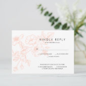 Carte de réponse de mariage florale en feuille d'o (Debout devant)