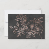 Carte de réponse de mariage florale en feuille d'o (Dos)
