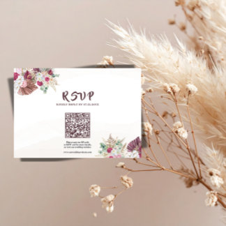 Carte de réponse de mariage florale en herbe de Pa