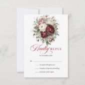 Carte de réponse de mariage florale eucalyptus boh (Devant)
