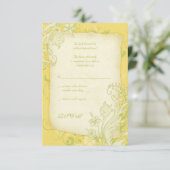 Carte de réponse de mariage florale jaune, verte e (Debout devant)