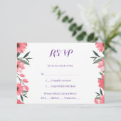 Carte de réponse de mariage florale Lavande Blush (Debout devant)