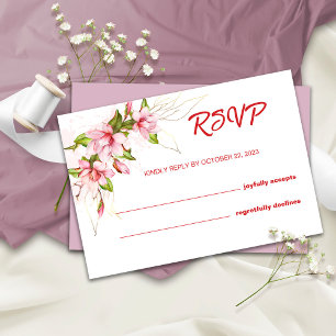 Carte de réponse de mariage florale Magnolia