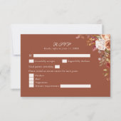 Carte de réponse de mariage florale orange brûlé e (Devant)