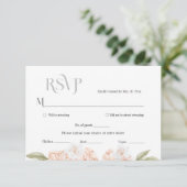 Carte de réponse de mariage florale pêche douce (Debout devant)