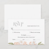 Carte de réponse de mariage florale pêche douce (Devant / Derrière)