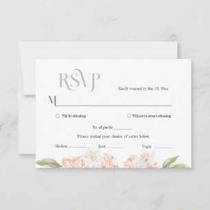 Carte de réponse de mariage florale pêche douce