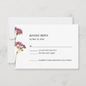Carte de réponse de mariage florale Petunia Violet (Devant)