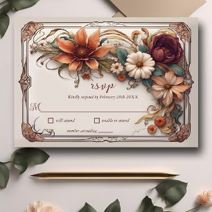 Carte de réponse de mariage florale réaliste Art N